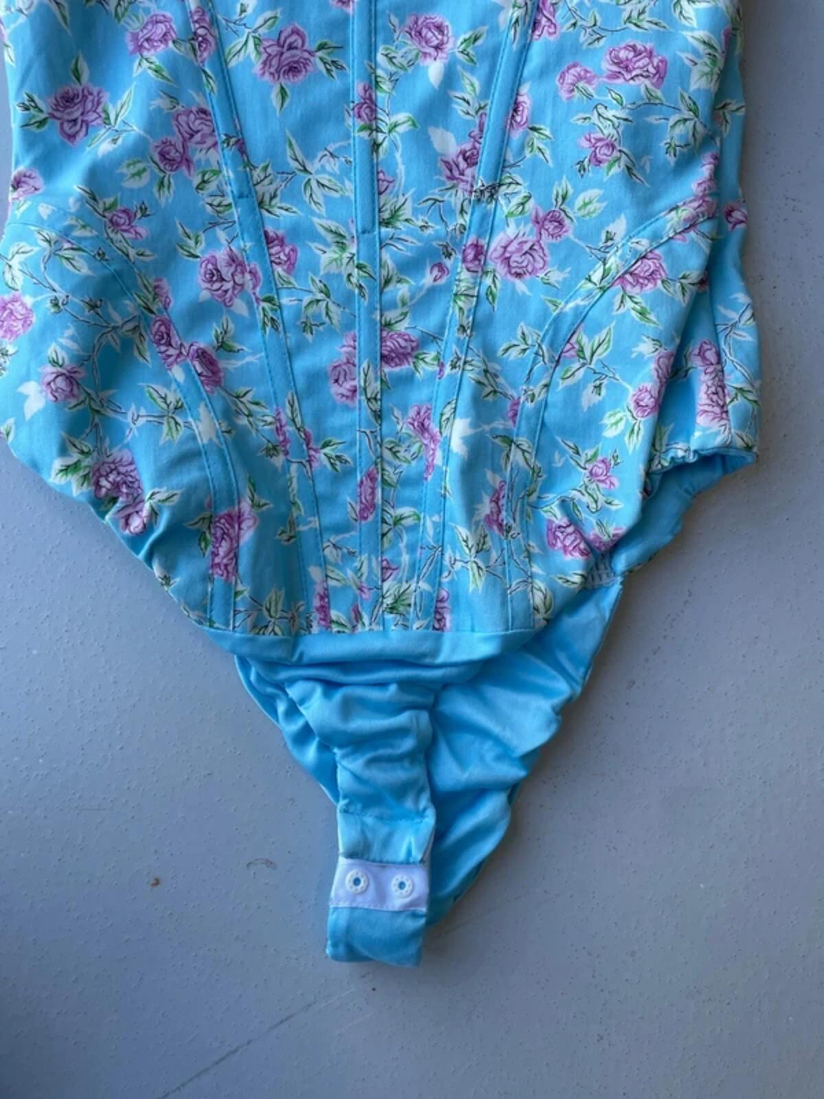 Zara light blue floral bodysuit
