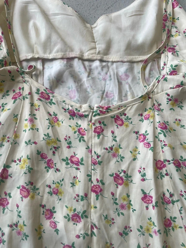 Zara yellow floral slip dress