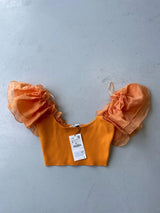 Zara orange ruffled top