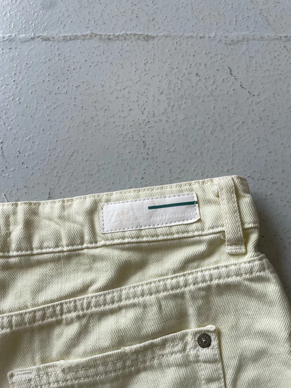 Zara Pale Yellow Denim Shorts