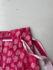 White Stuff Low Waisted Pink cotton floral midi skirt