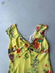 Vintage Y2K yellow floral floaty dress