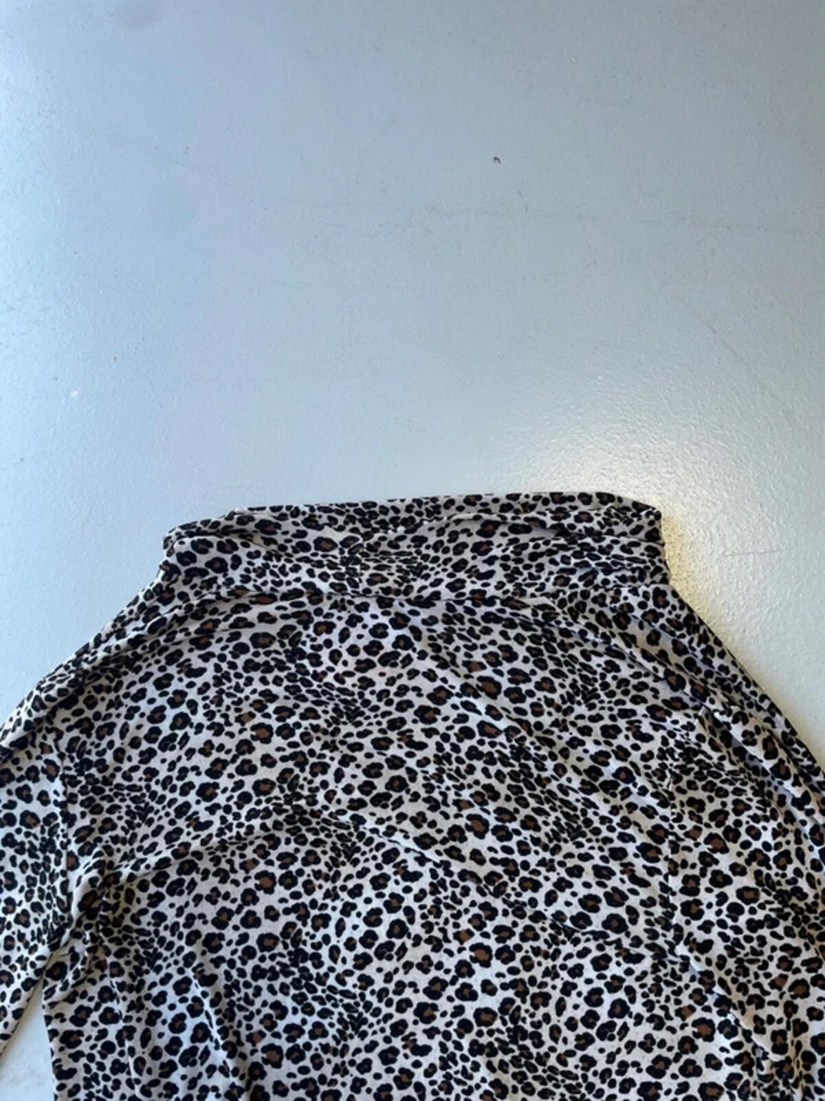 Y2K leopard print cowl neck top