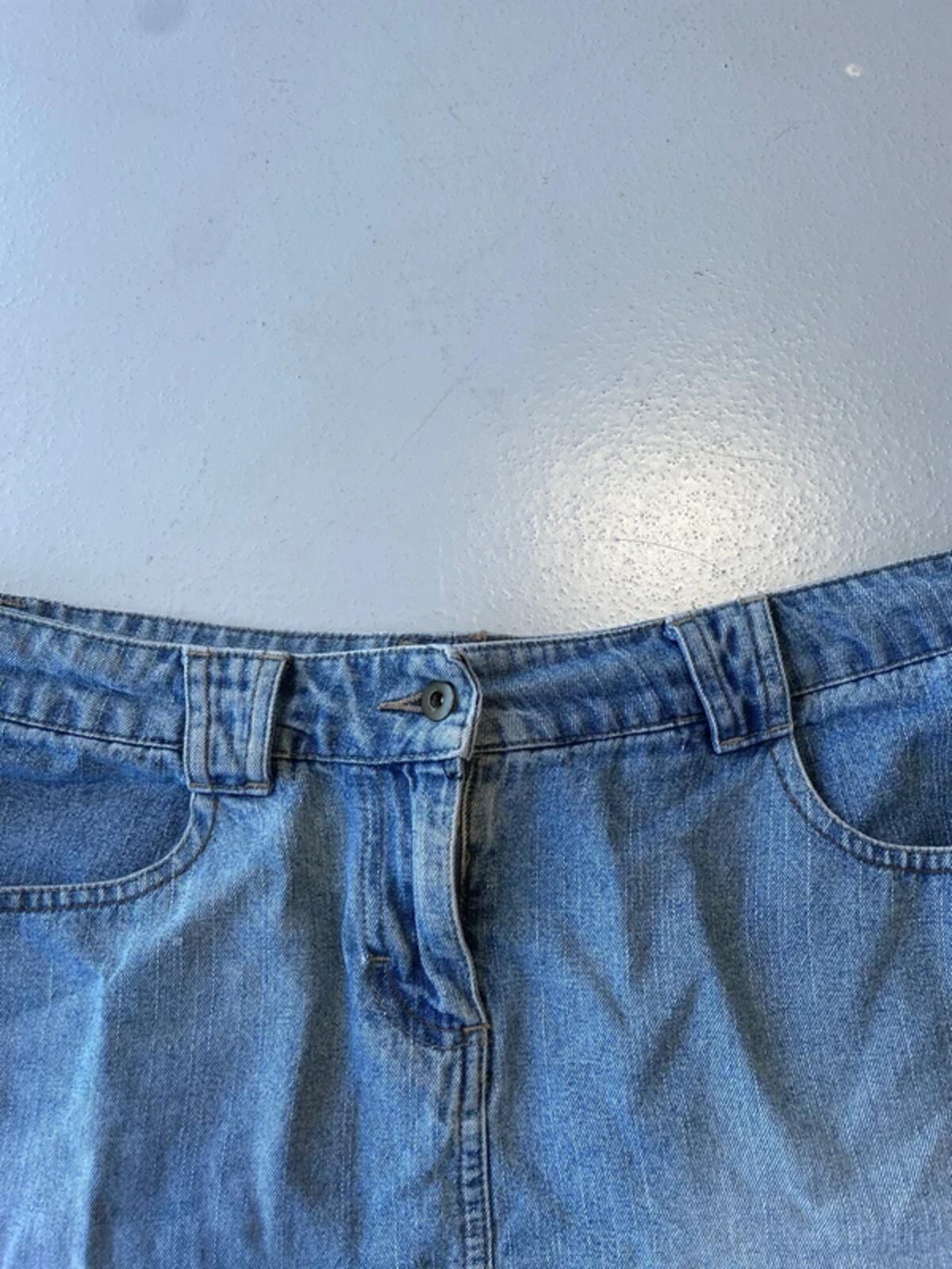 Light blue denim mini skirt