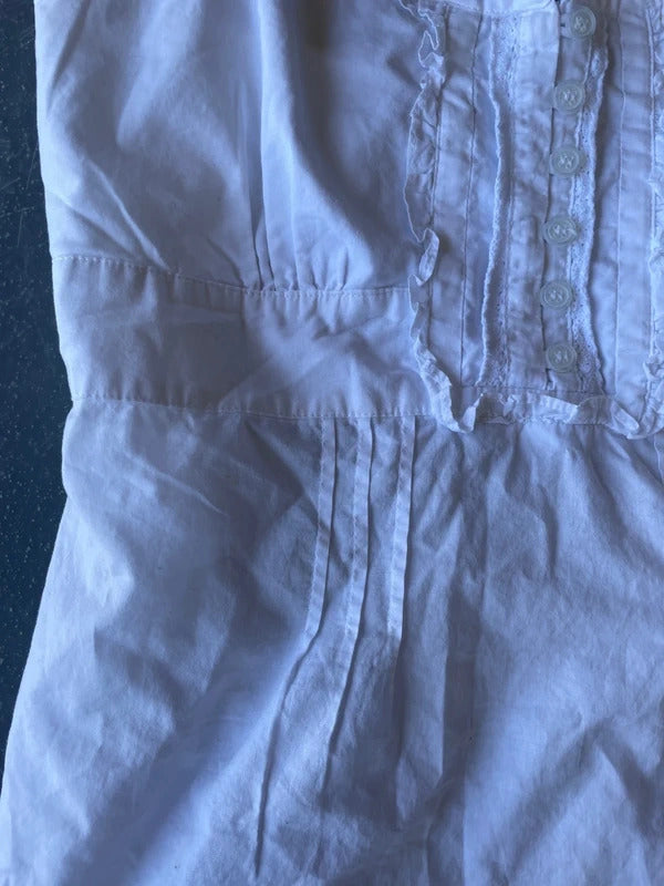 Vintage white, lace and cotton cami with tie back