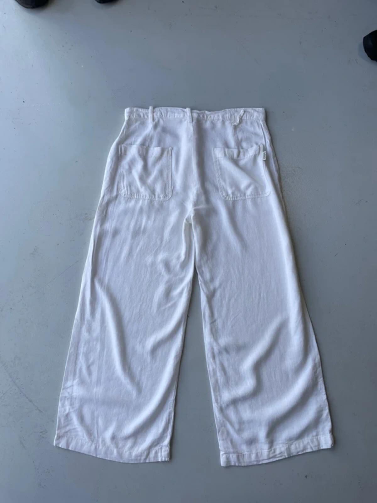 Vintage y2k 00s Soulcal white linen wide leg trousers