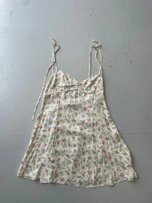 Zara yellow floral slip dress